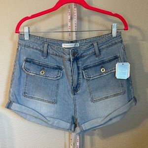 Altar State Denim Cargo Shorts Women‎ Size 30 Cuffed Frayed Pockets